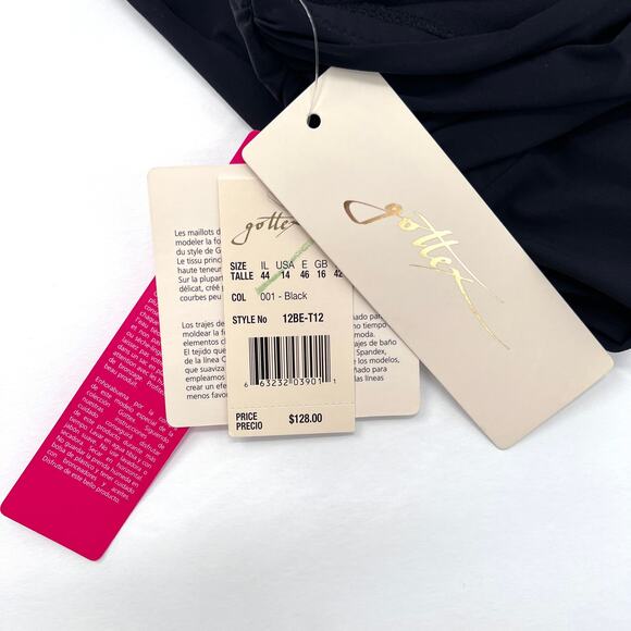 GOTTEX Vintage Tankini Top Womens 14 Black Tie Neck Halter Deadstock Bikini NEW - Picture 6 of 10